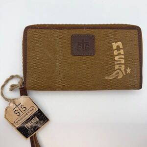 NEW STS Ranchwear Bifold Wallet Calvary Brown Leather Cross Multi Pocket Cards